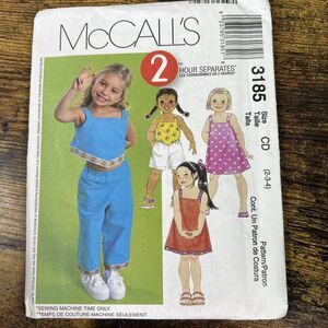 McCall’s Girls Dress Top Pants Shorts Vintage Uncut Pattern Sz 2 3 4 #3185
